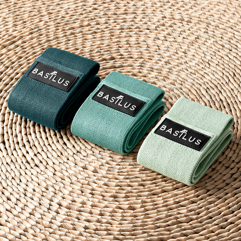 Basilus Resistance Bands 3 Pack Light Medium Heavy Home Gym Green