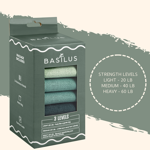 Basilus Resistance Bands 3 Pack Light Medium Heavy Home Gym