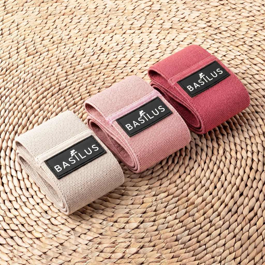 Basilus Resistance Bands 3 Pack Light Medium Heavy Home Gym Pink